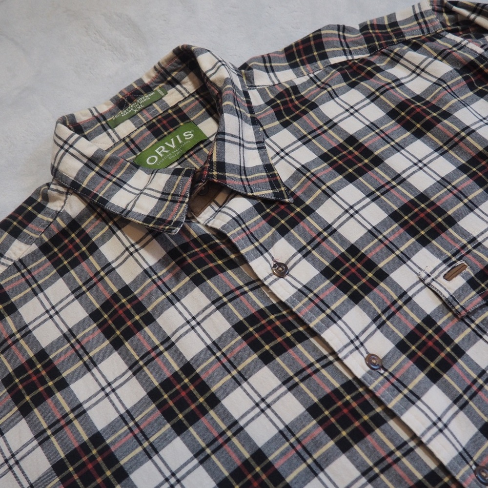 Orvis Shirt Mens Sz XXL Plaid Wool Blend Twill Workwear Outdoor Button Up